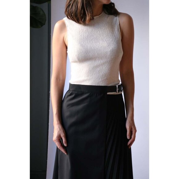 Tibi Sage Crinkle Lyocell Fitted Tank in Ivory, size Large - Picture 13 of 13